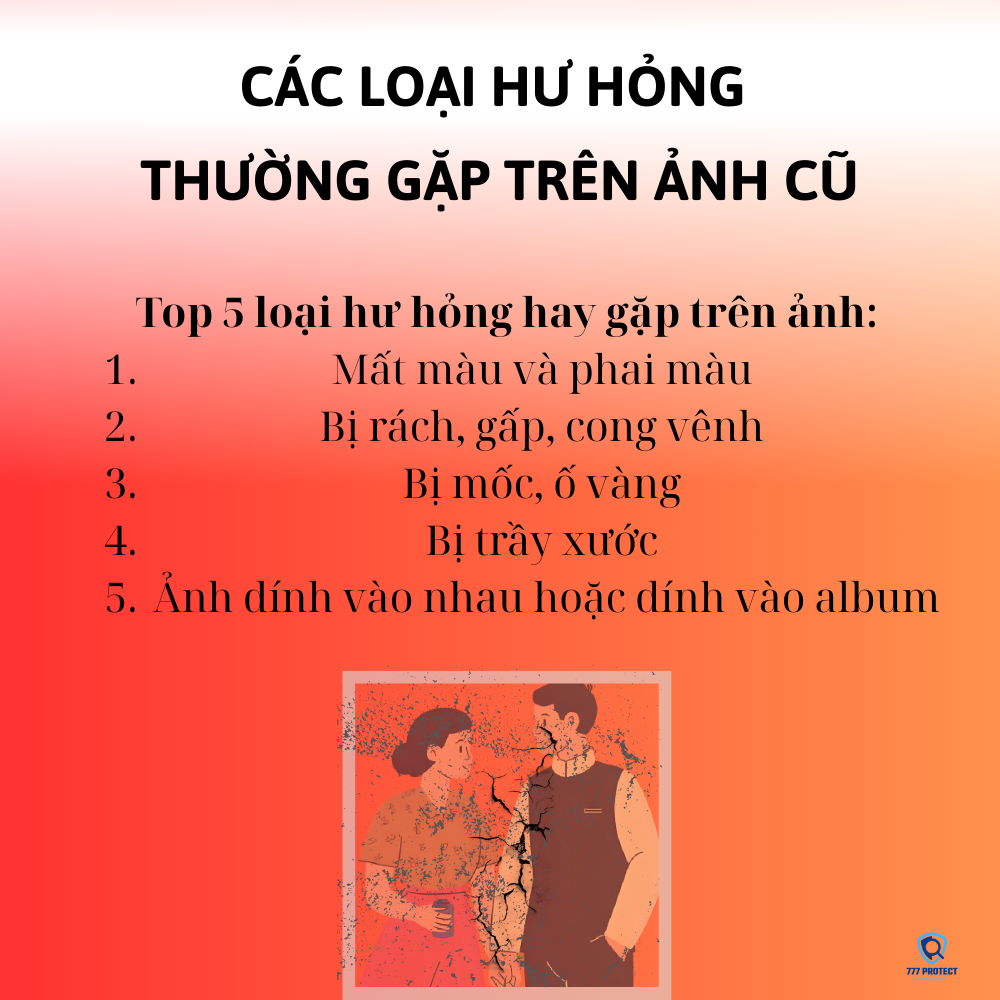 Các loại hư hỏng thường gặp trên ảnh cũ